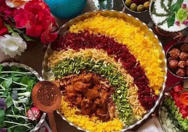 مرصع پلو یلدایی؛ شاه پلو با شکوه شب چله