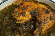 خورش اسفناج پهلو شمالی با عطر برگ سیر تازه و طعم نارنج